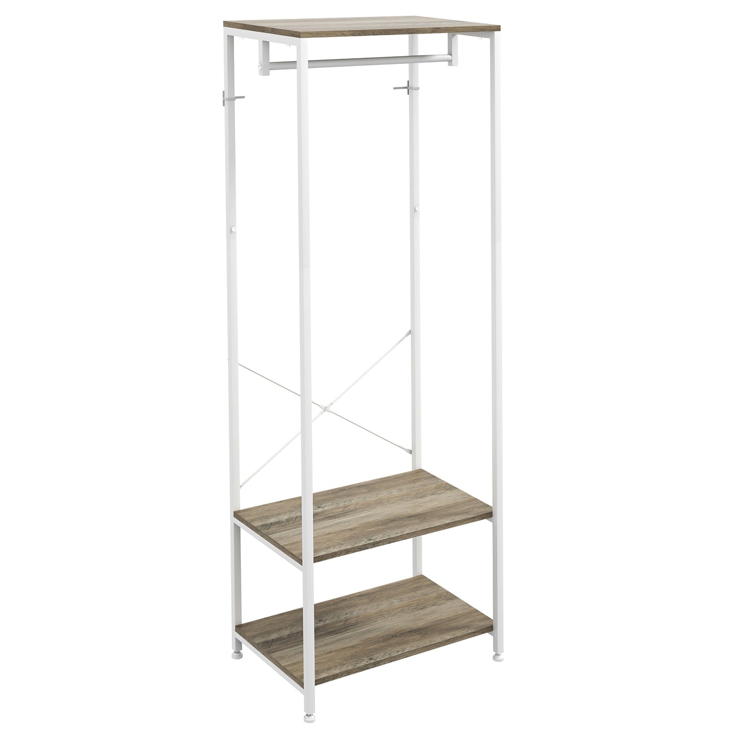 Coat Rack, 2-in-1 Clothes Stand with Shoe Storage for Hallway, Grey
