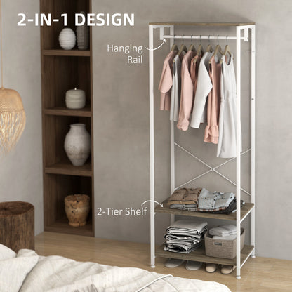 Coat Rack, 2-in-1 Clothes Stand with Shoe Storage for Hallway, Grey