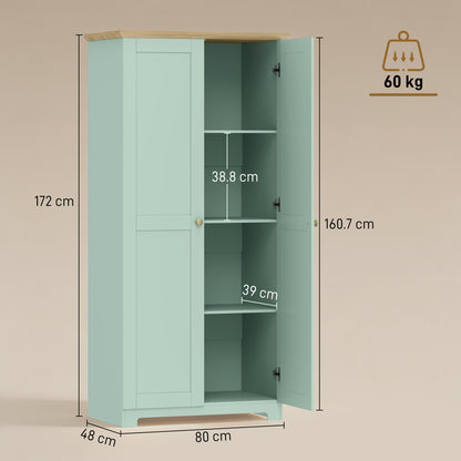 172cm Wooden Storage Cabinet Cupboard With 4 Shelves Light Green