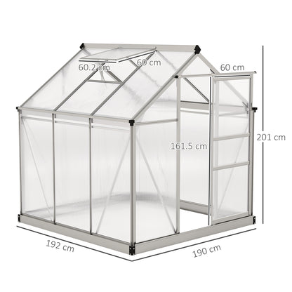 6x6ft Walk-In Polycarbonate Greenhouse Plant Grow Aluminium Frame