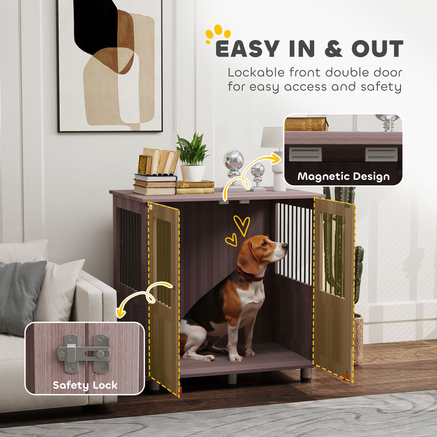Dog Crate Kennel Cage for Small Medium Dog, Indoor End Table, Purple