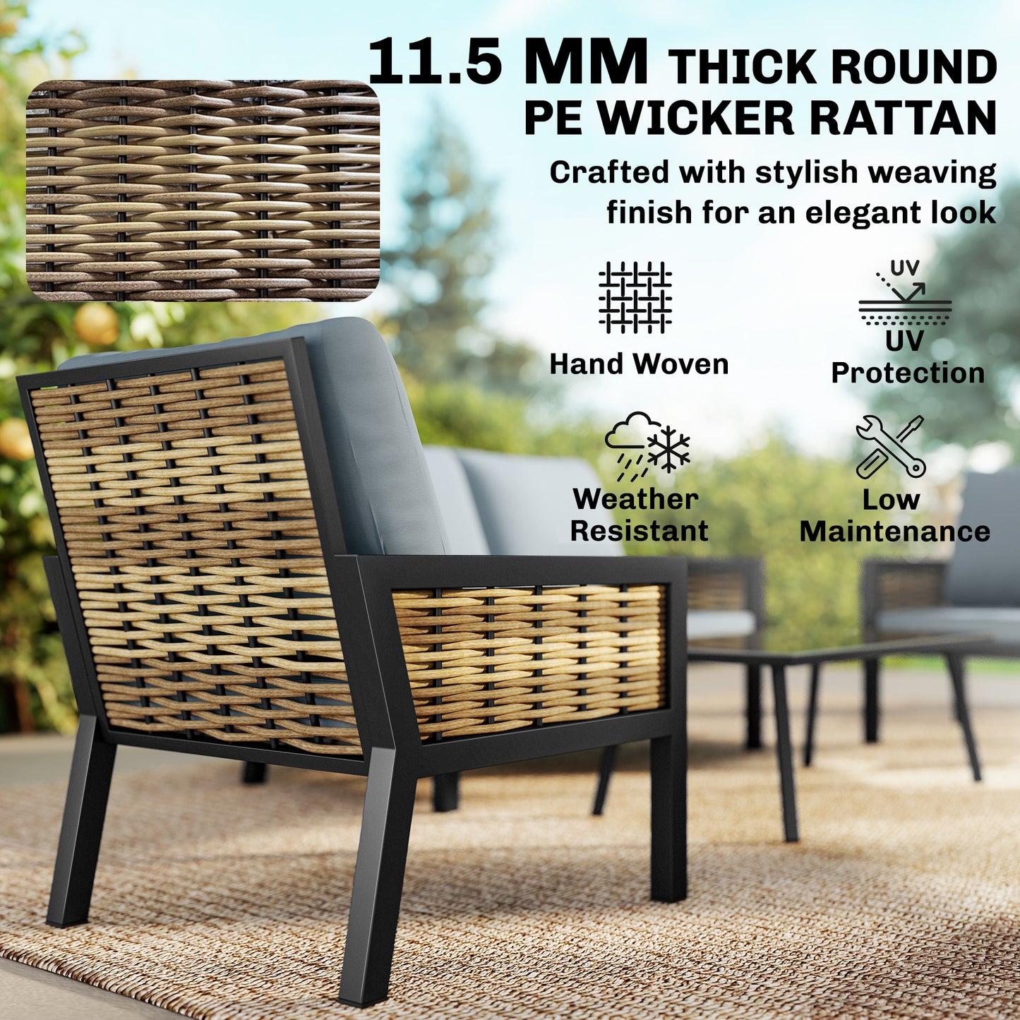 Rattan Garden Furniture Set, Outdoor Furniture Conversation Set