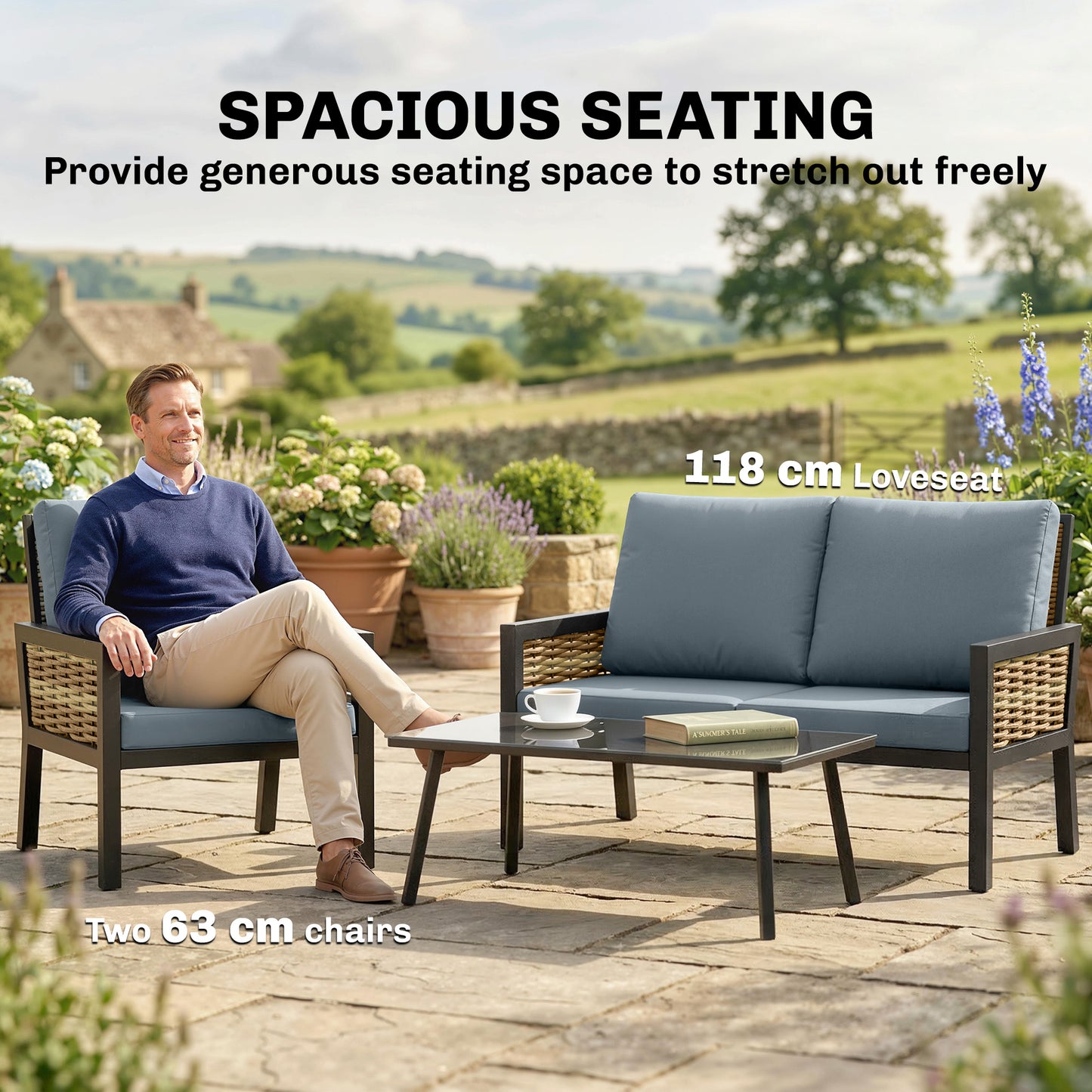 Rattan Garden Furniture Set, Outdoor Furniture Conversation Set