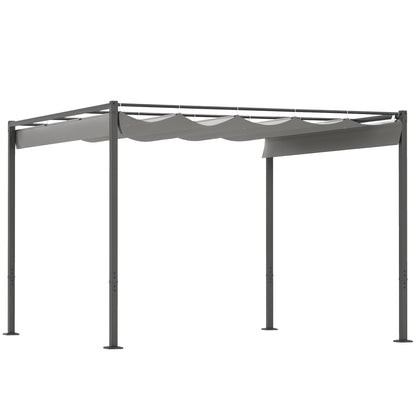 3 x 3(m) Garden Pergola with Retractable Roof, UPF30+, Grey