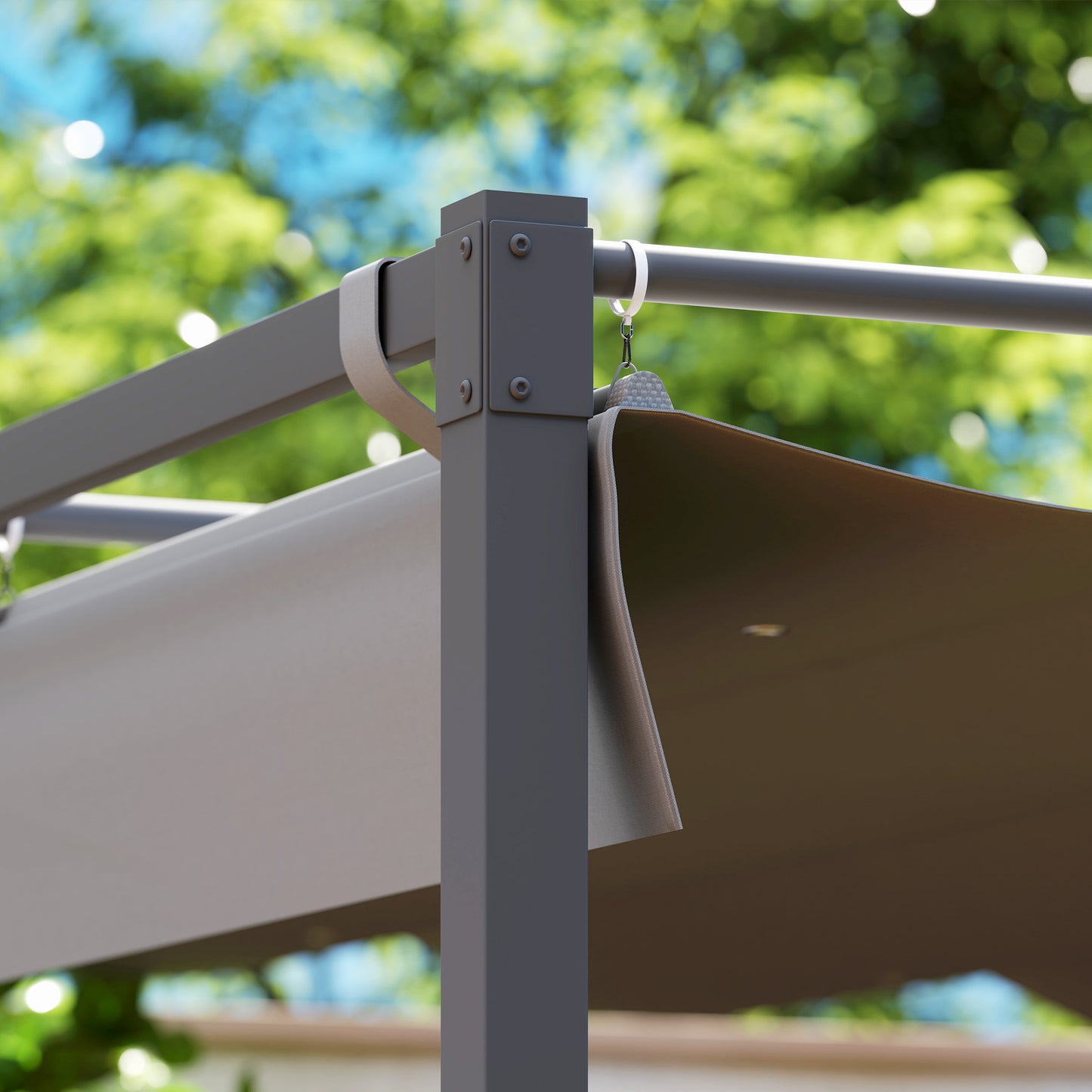 3 x 3(m) Garden Pergola with Retractable Roof, UPF30+, Grey