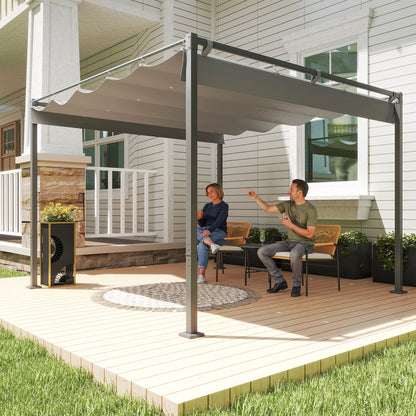 3 x 3(m) Garden Pergola with Retractable Roof, UPF30+, Grey