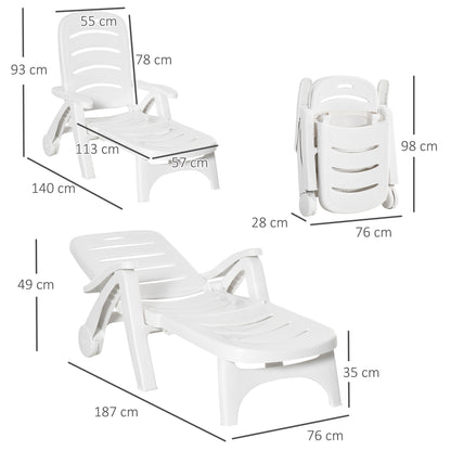 Patio Folding Lounge Chair Recliner with Wheels & 5-Position Backrest