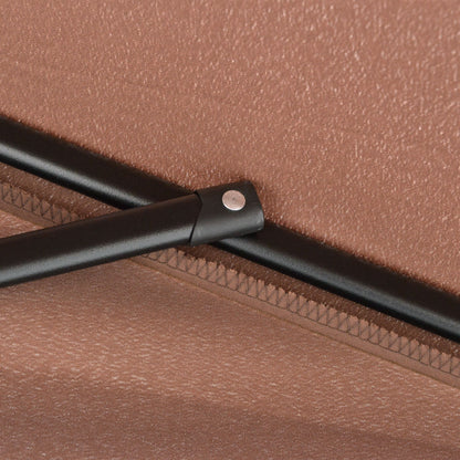 2.3m Patio Semi Round Half Parasol Umbrella with Metal Frame Crank Handle for Balcony- NO BASE INCLUDED, Brown