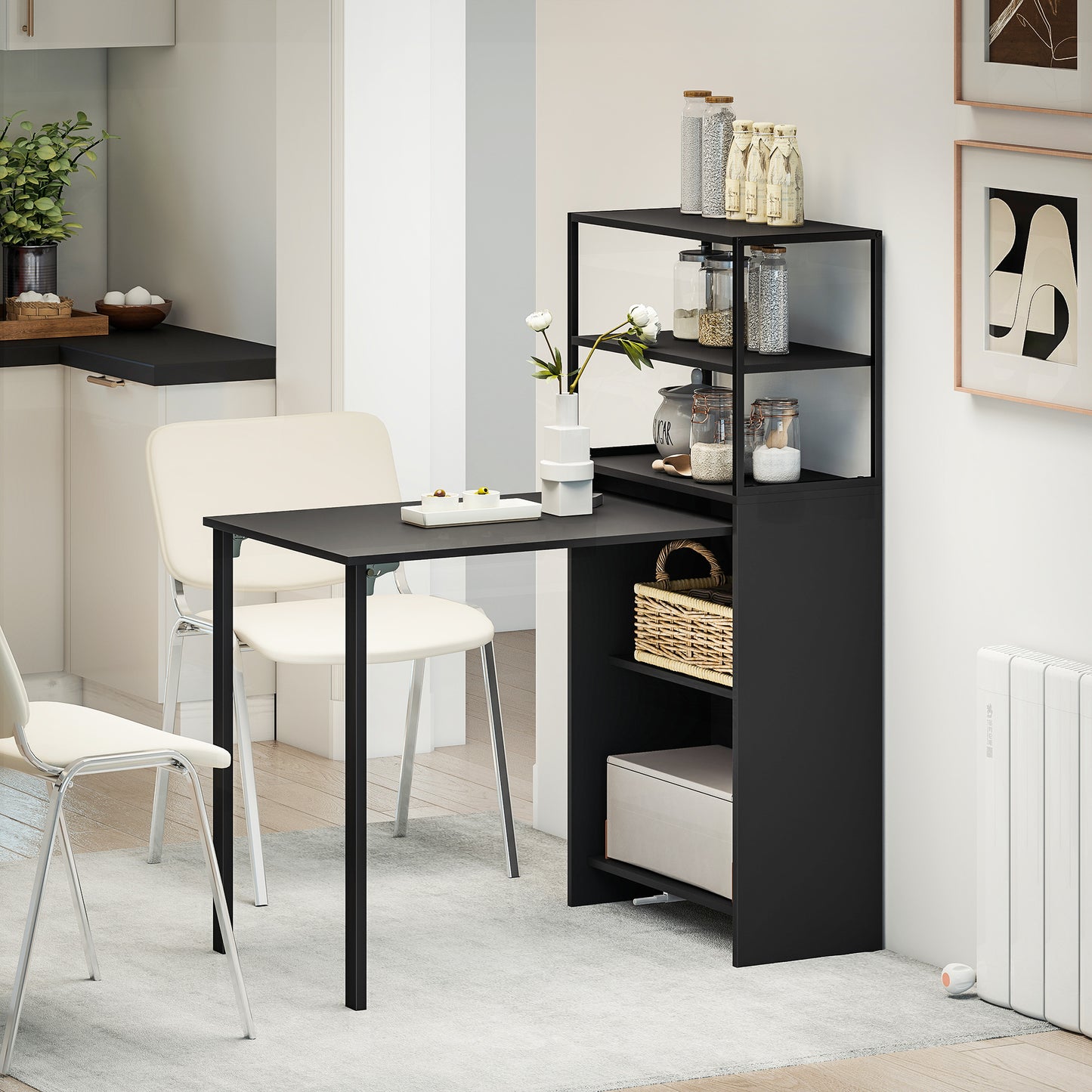Foldable Computer Desk, Home Office Desk for Small Spaces, Black