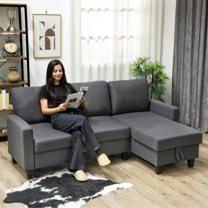 Three-Seater Storage Sofa Bed - Fold-Out Convertible Sofa Bed with Removable Covers, Charcoal Grey