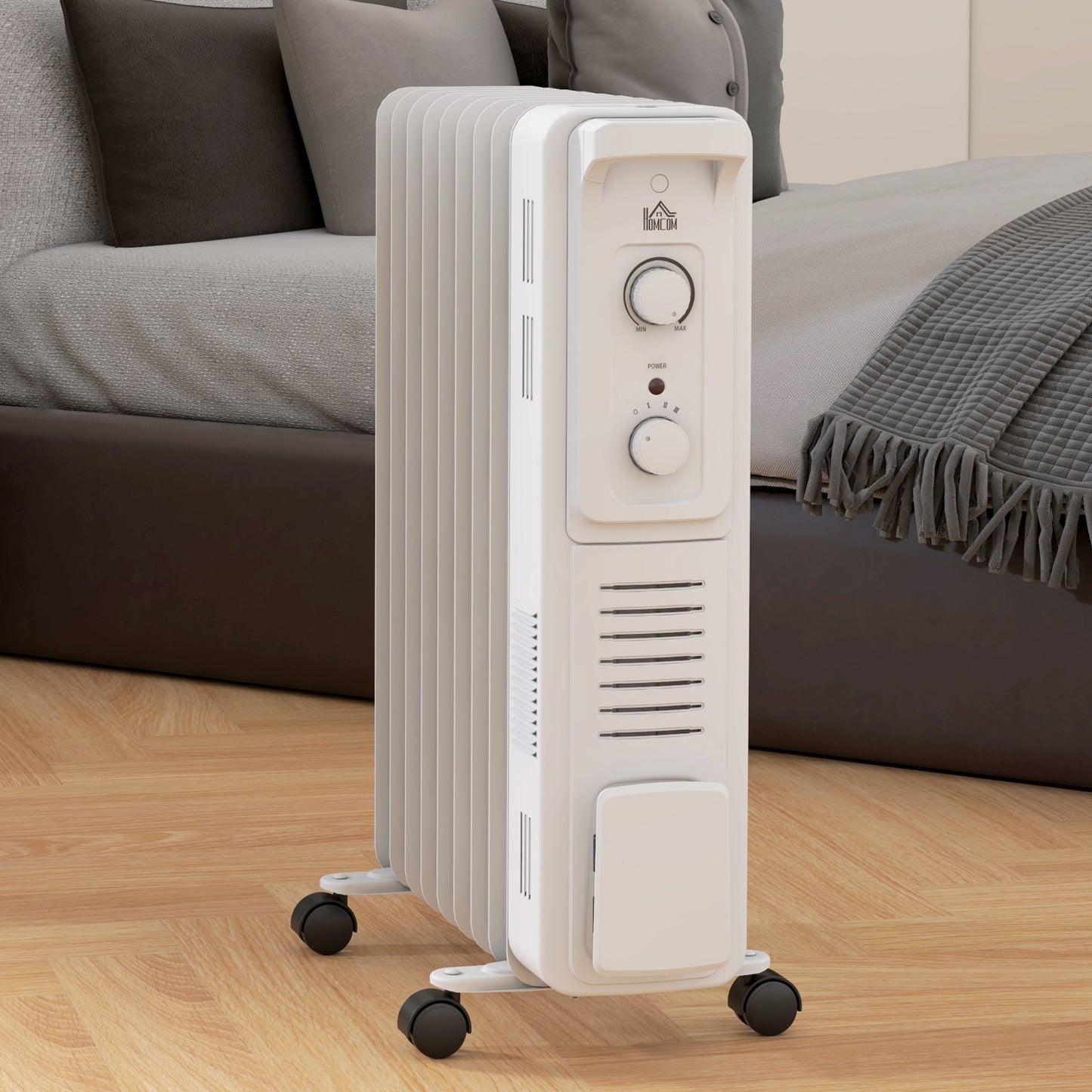 9 Fin Portable Oil Filled Heater Radiator, Energy Efficient, White