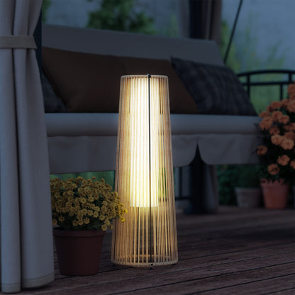 Garden Solar Powered Lights Woven Wicker Lantern Auto On/Off, Beige