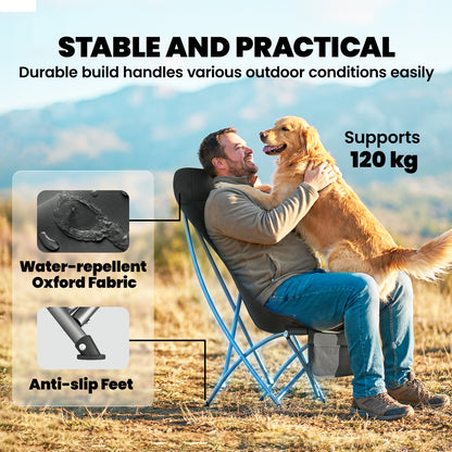 Camping Chair Portable with Side Pocket Black