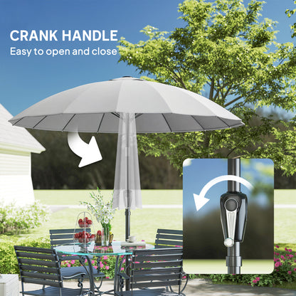 2m Shanghai Garden Parasol Umbrella, Outdoor Sun Shade, Light Grey