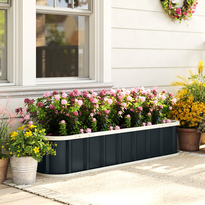Galvanised Raised Garden Bed with Gloves, Dark Grey