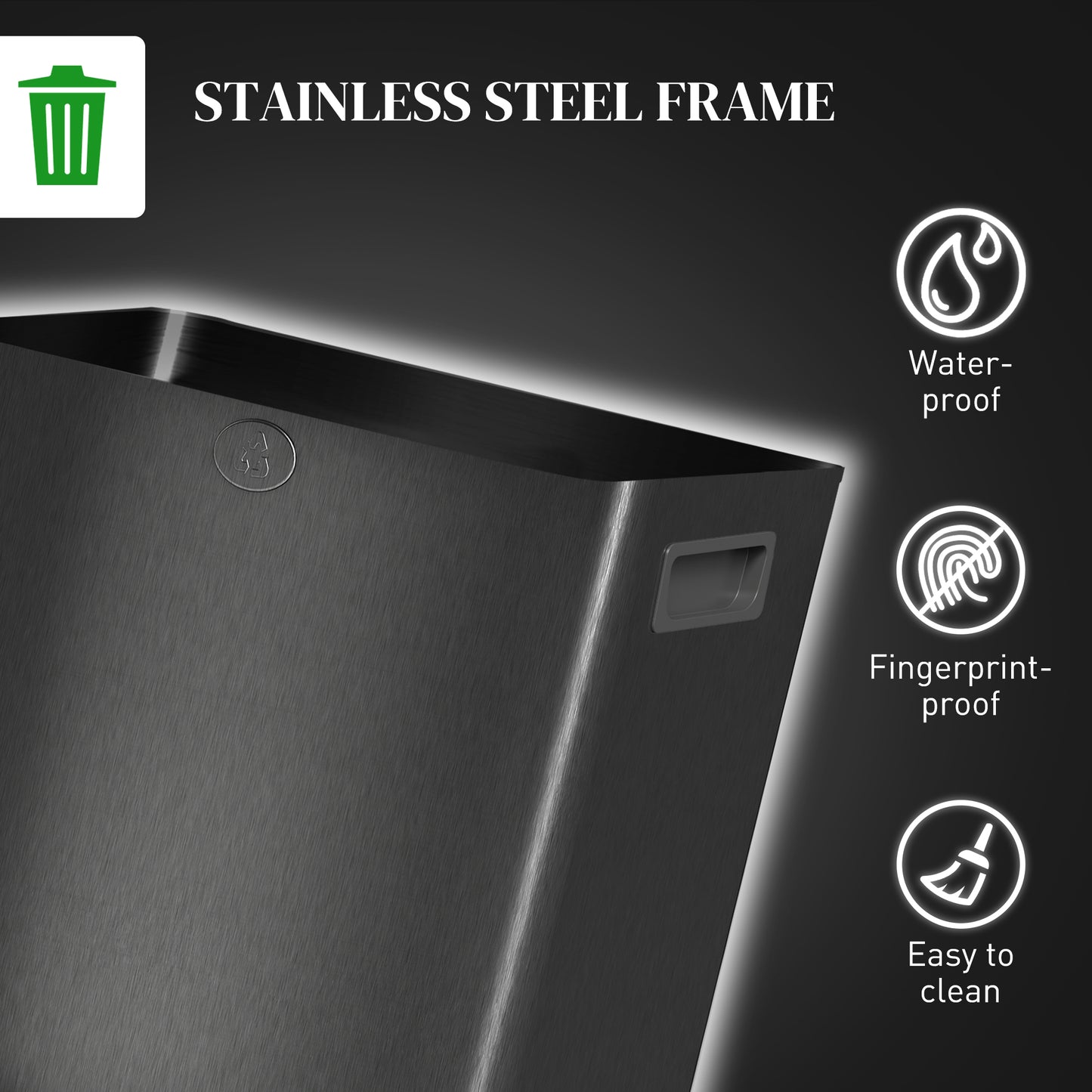 2 x 15L Dual Kitchen Bin Pedal Bin for Recycling and Waste, Black