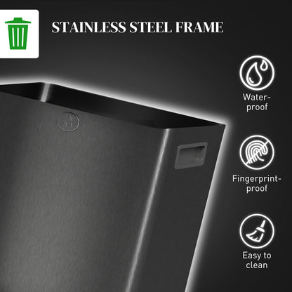 2 x 15L Dual Kitchen Bin Pedal Bin for Recycling and Waste, Black