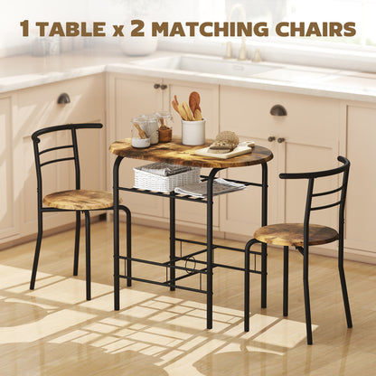 Breakfast Bar Table and Stools Set, Dining Room Set with Shelf