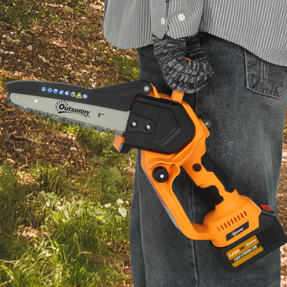 8 Inch Electric Chainsaw with Brushless Motor, 2 Batteries, Orange