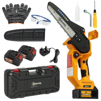 8 Inch Electric Chainsaw with Brushless Motor, 2 Batteries, Orange