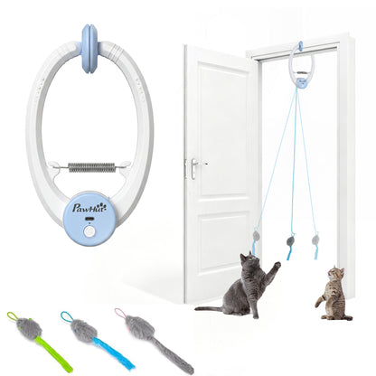 Interactive Cat Toys for Indoor Kittens & Adult, Smart Touch Automatic Cat Toy, USB Rechargeable Door Hanging Bouncing Mouse Teaser for Kitten Exercise and Enrichment