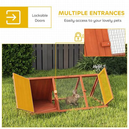 Rabbit Hutch, Wooden Guinea Pig Hutch with Run and Doors