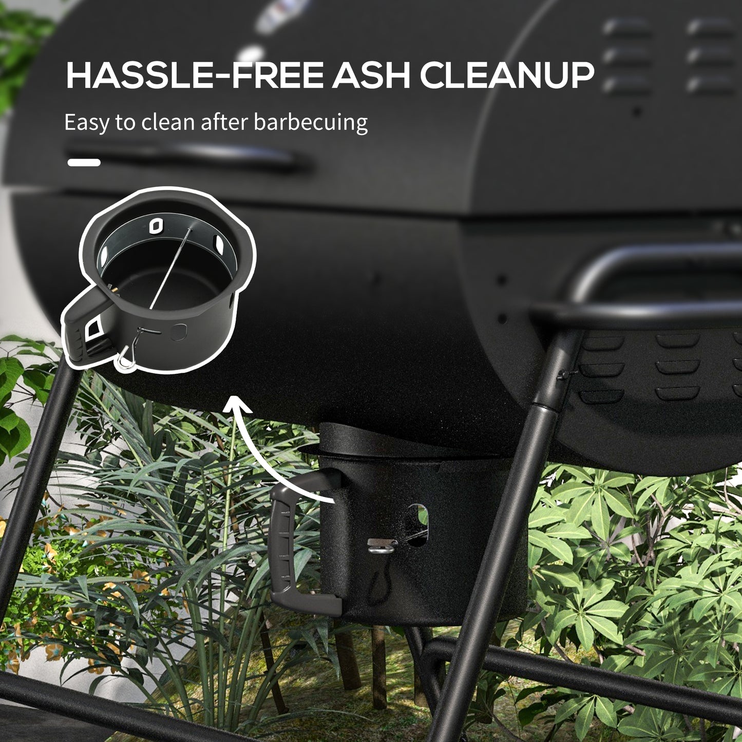 Outdoor Wheeled Barrel Charcoal Barbecue Grill Trolley, Black