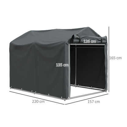 Garden Tool Storage Shed with Roll-up Zipper Door, Dark Grey