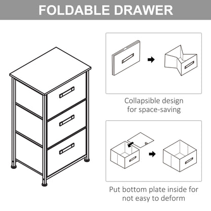 3-Tier Storage Dresser Tower with Adjustable Feet Steel Frame Home