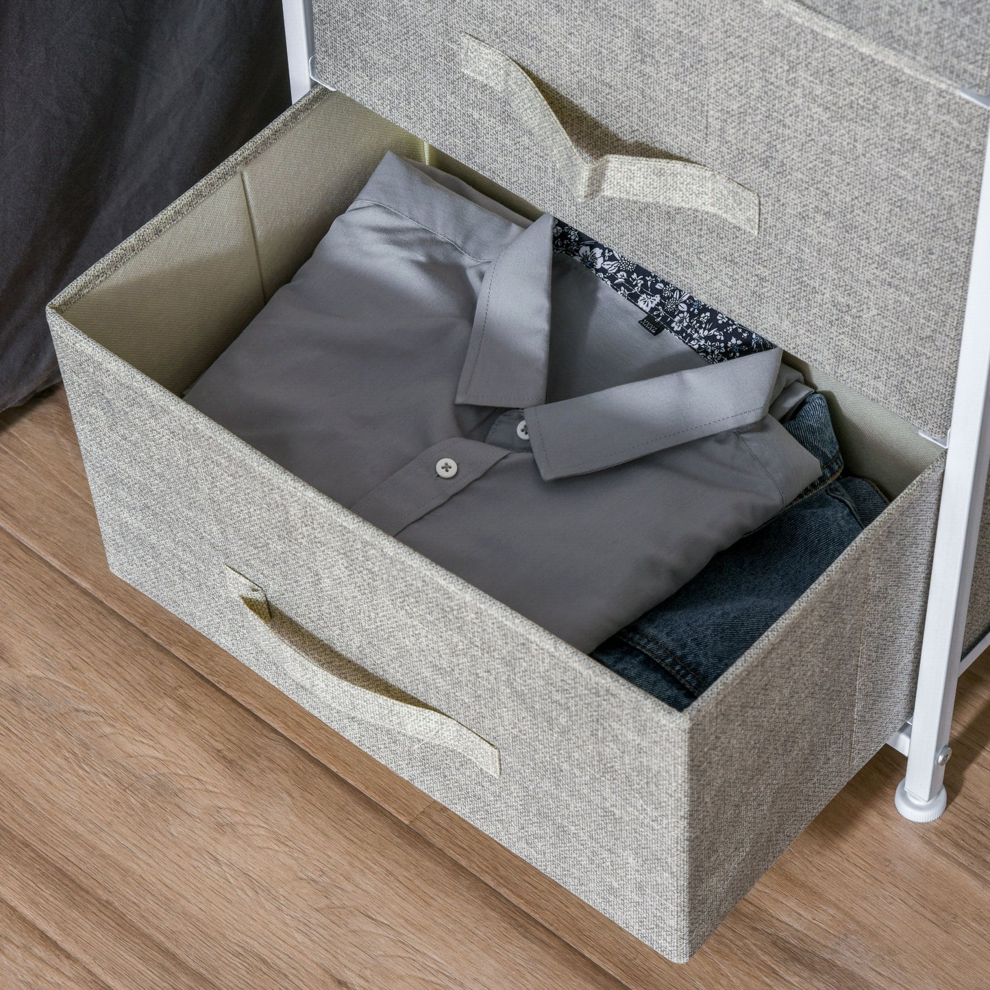 3-Tier Storage Dresser Tower with Adjustable Feet Steel Frame Home