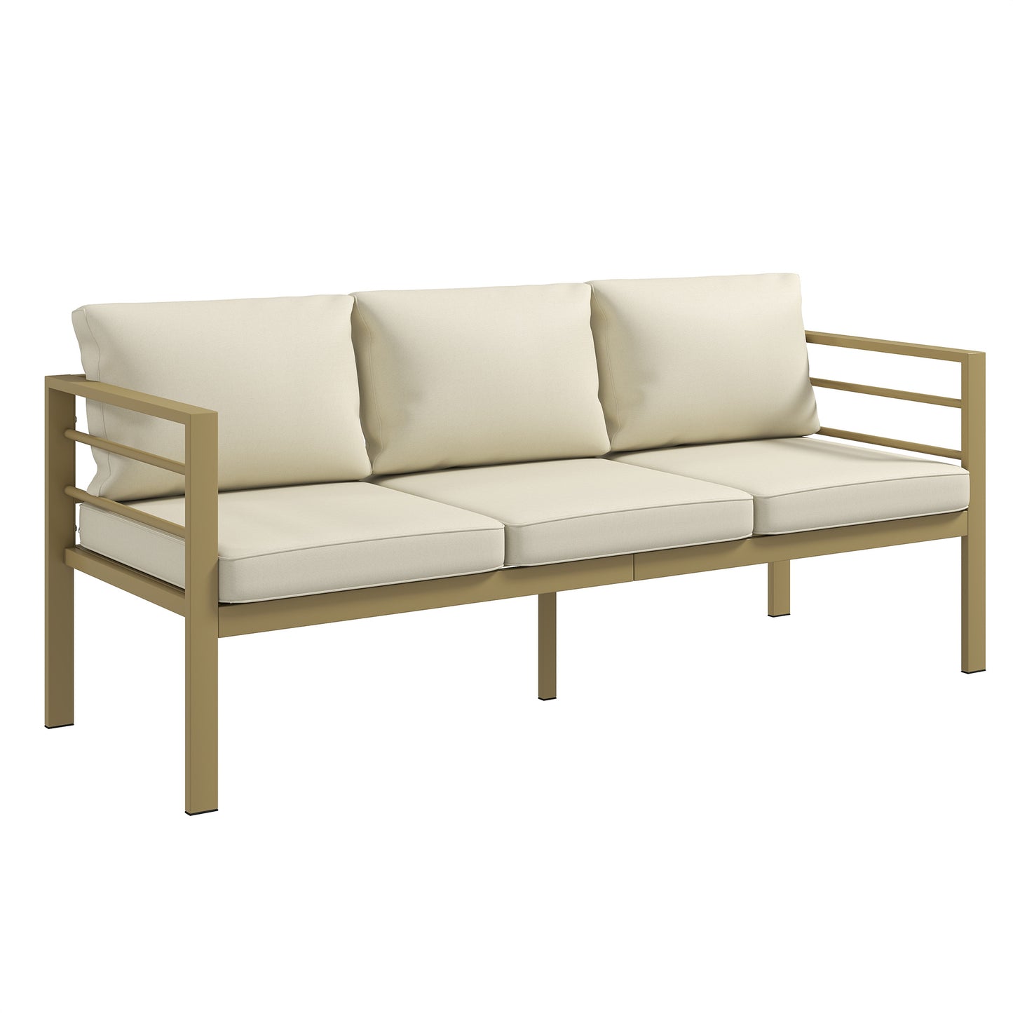 Garden Bench with Cushions, Outdoor Furniture, Cream White