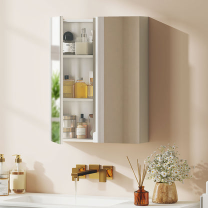 Wall Mounted Bathroom Mirror Storage Cabinet w/ Door Adjustable Shelf