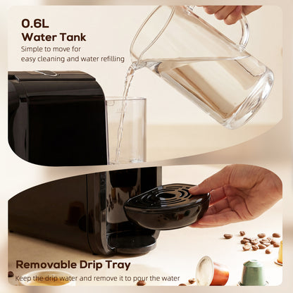 Pod Coffee Machine for Nespresso and Dolce Gusto Capsule, 19 Bar