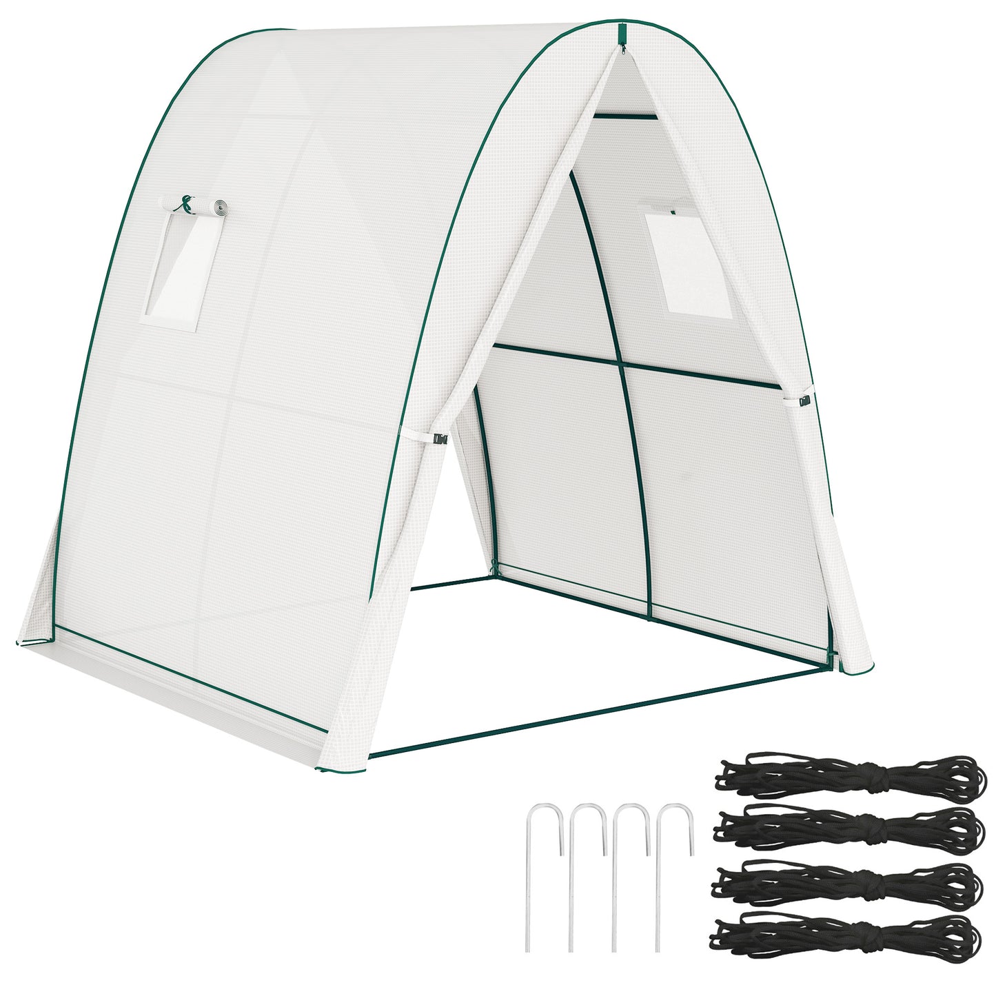 Portable Greenhouse Gardening Plant Hot House with 2 Doors, White