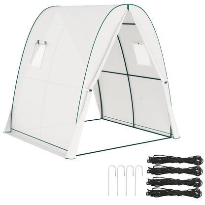 Portable Greenhouse Gardening Plant Hot House with 2 Doors, White