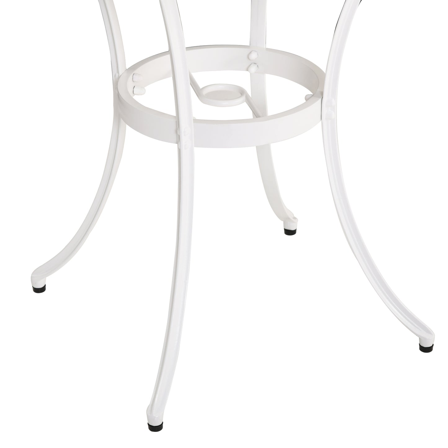 3PCs Garden Bistro Set Cast Aluminium Round Table with 2 Chairs White