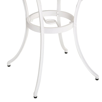 3PCs Garden Bistro Set Cast Aluminium Round Table with 2 Chairs White