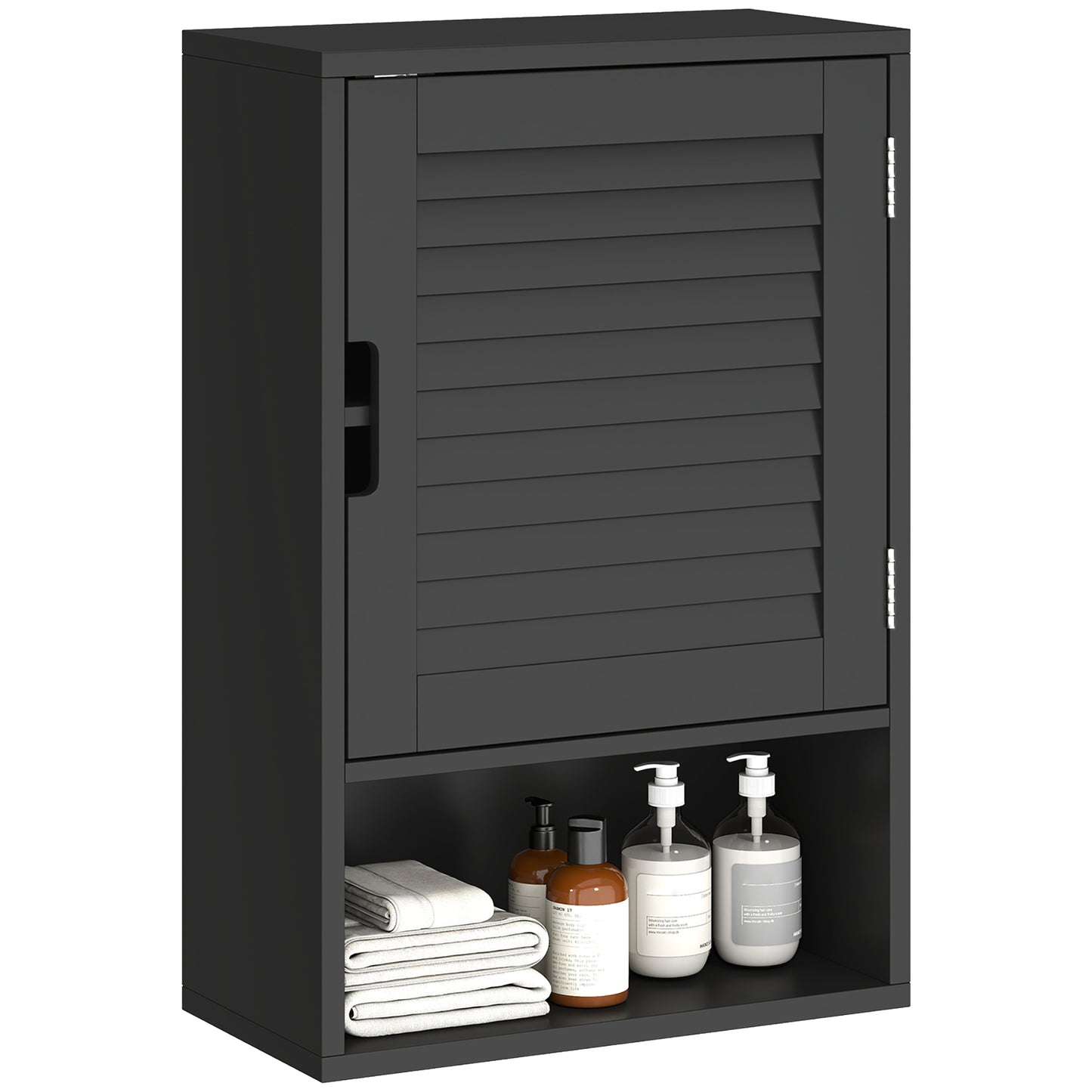 Bathroom Cabinet, Wall Mounted Cabinet with Adjustable Shelves, Black