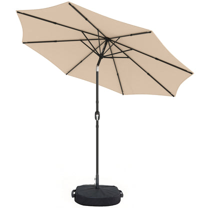 2.7 m Garden Parasol Umbrella with Cross Base, Sandbag, Khaki