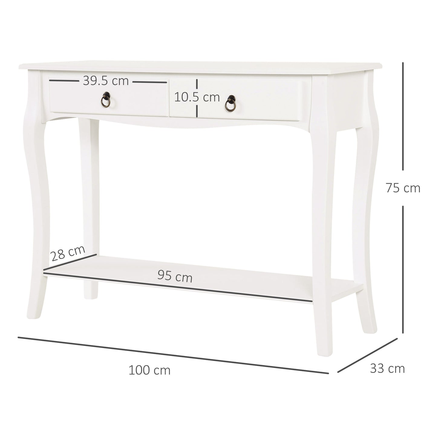Console Table Sofa Side Desk with Storage Shelves Drawers for Entryway