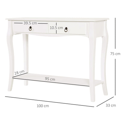 Console Table Sofa Side Desk with Storage Shelves Drawers for Entryway