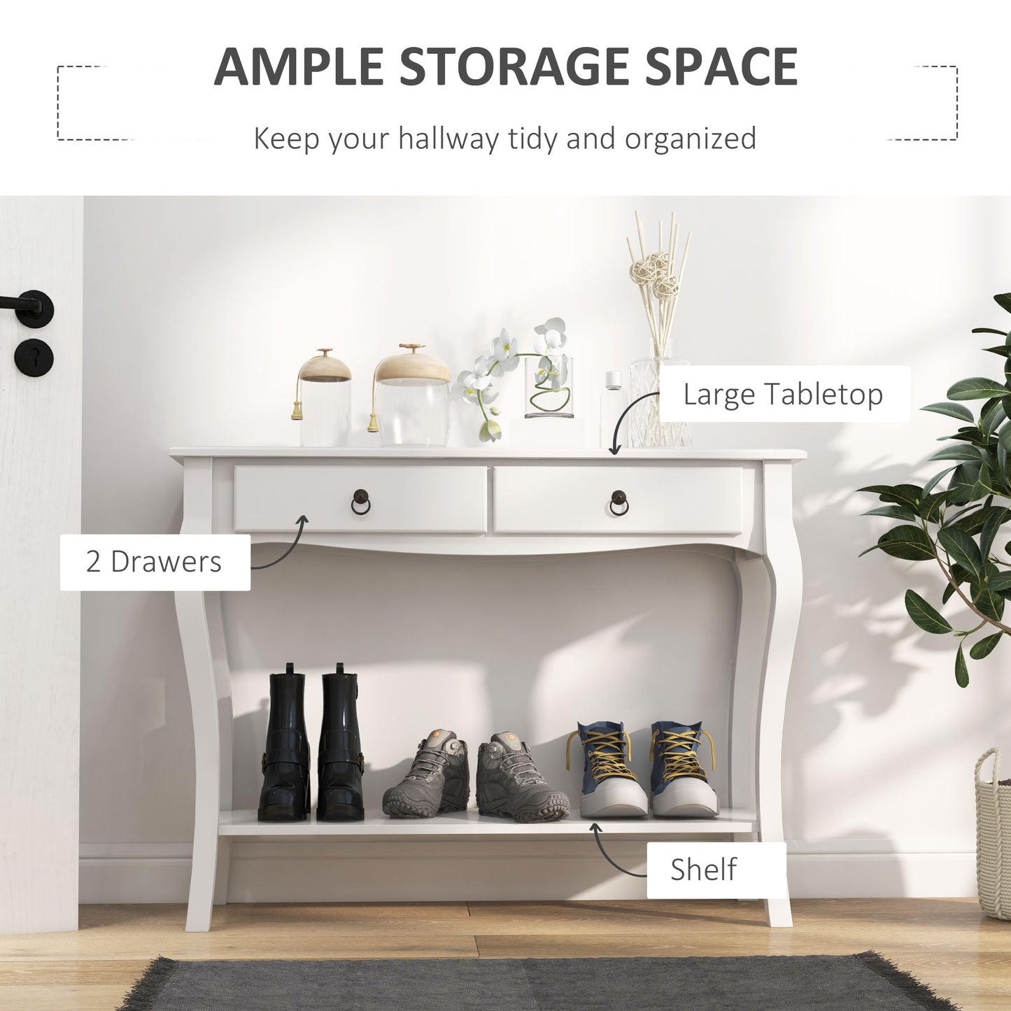 Console Table Sofa Side Desk with Storage Shelves Drawers for Entryway
