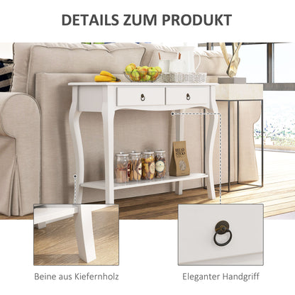 Console Table Sofa Side Desk with Storage Shelves Drawers for Entryway