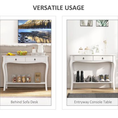 Console Table Sofa Side Desk with Storage Shelves Drawers for Entryway