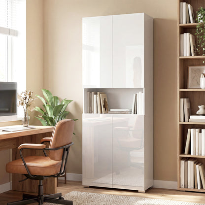 180cm Tall Kitchen Cupboard, Pantry Storage Cabinet, High Gloss White