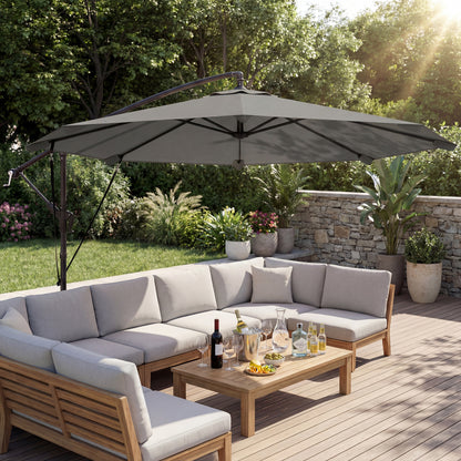 3 m Cantilever Parasol, Offset Umbrella with Cover and Wind Ropes