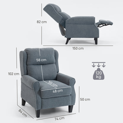 Recliner Armchair, Fabric Recliner Chair, Grey