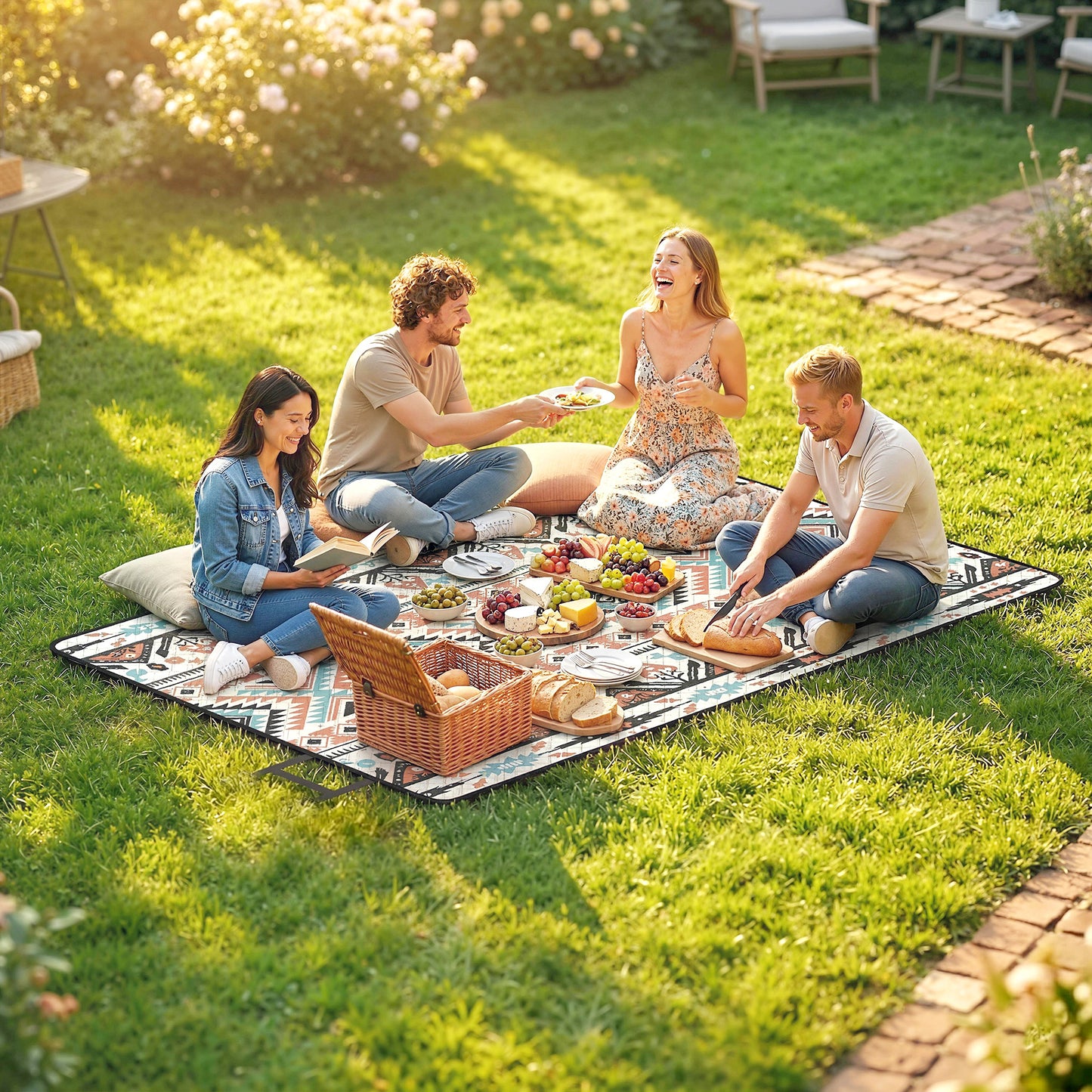 Picnic Blanket, 300x200CM Beach Blanket Outdoor Picnic Mat