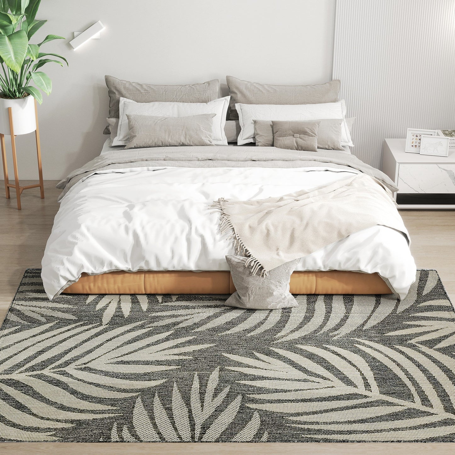 Easy-Cleaning Machine Washable Rug for Patio, Garden, Grey