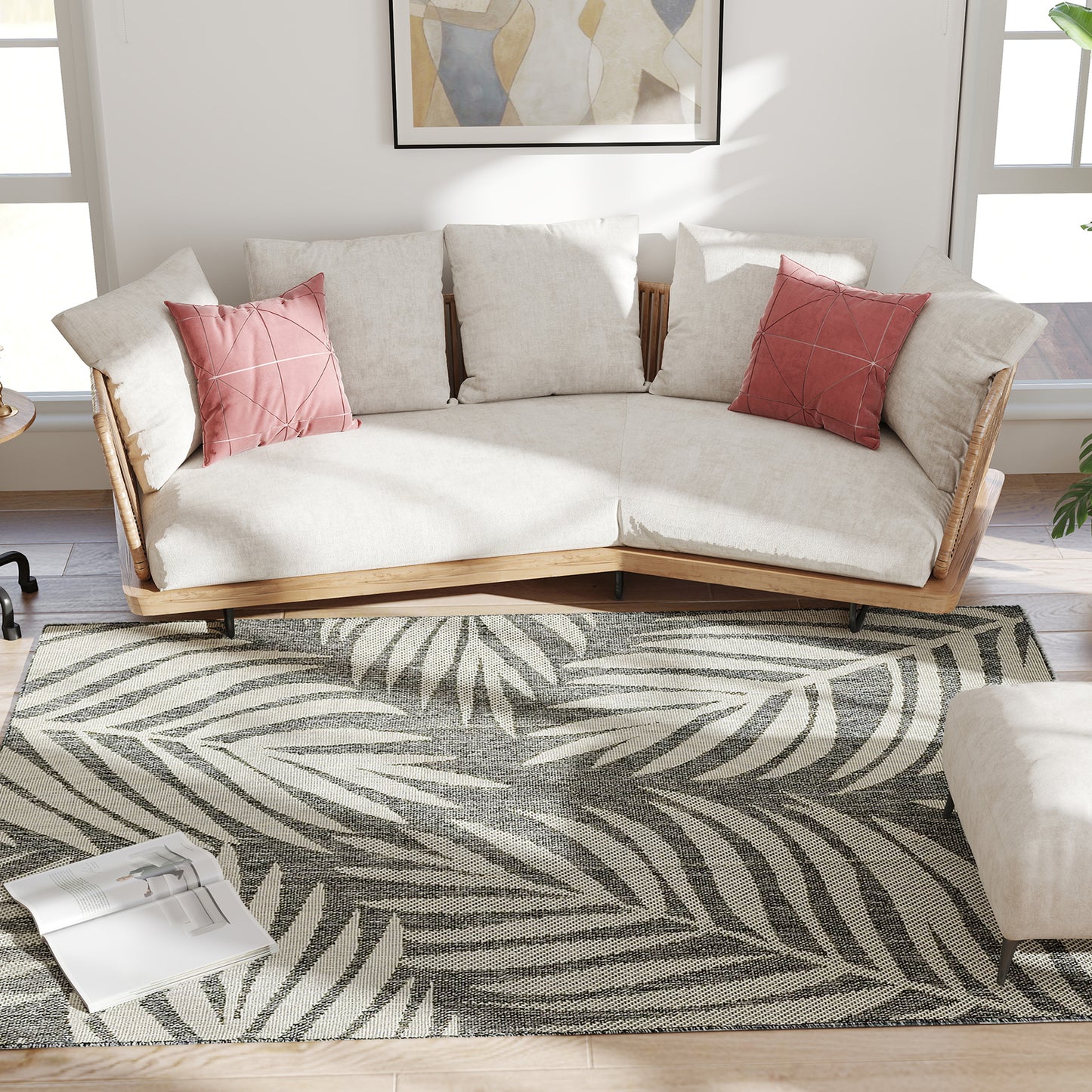 Easy-Cleaning Machine Washable Rug for Patio, Garden, Grey